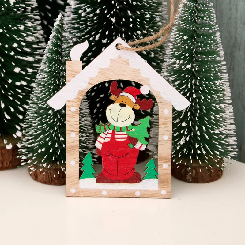 

Multi Style Christmas Tree Decor Xmas Ornaments Wood Craft Christmas Snowman Wooden Hollow Pendants Party Decorations Kids Gift