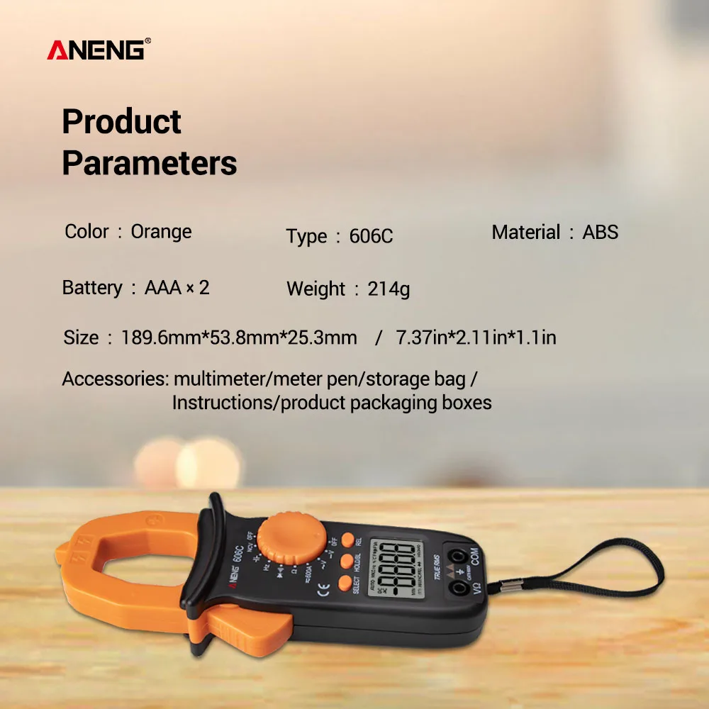 ANENG 606C цифровой клещи AC DC диод непрерывности мультиметр NCV True RMS Сопротивление Емкость Частотомер