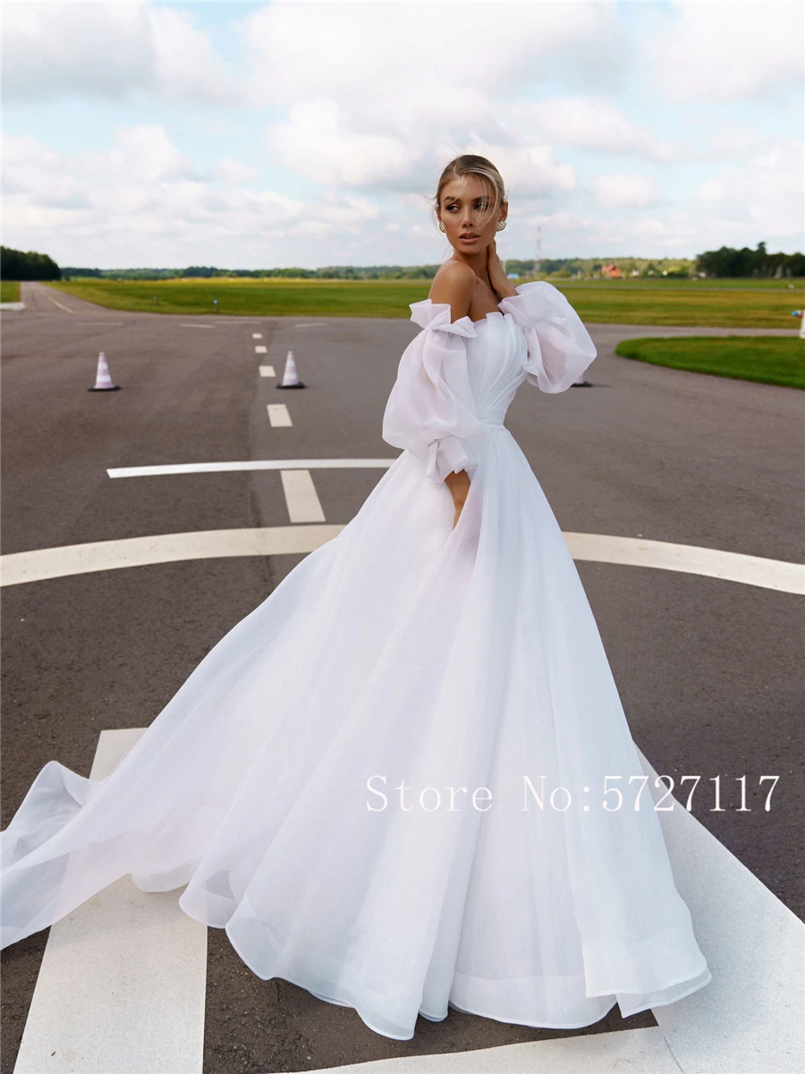 lace wedding dress Strapless Ruched Bodice Ball Gowns 2080 Organza Wedding Dress with Detachable Long Sleeves Empire Bridal Gowns vintage wedding dresses