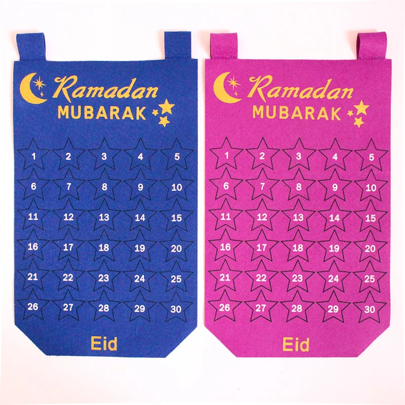 1 шт. EID Mubarak Kareem обратный отсчет войлочный календарь украшение Eid 28х50 см настенный
