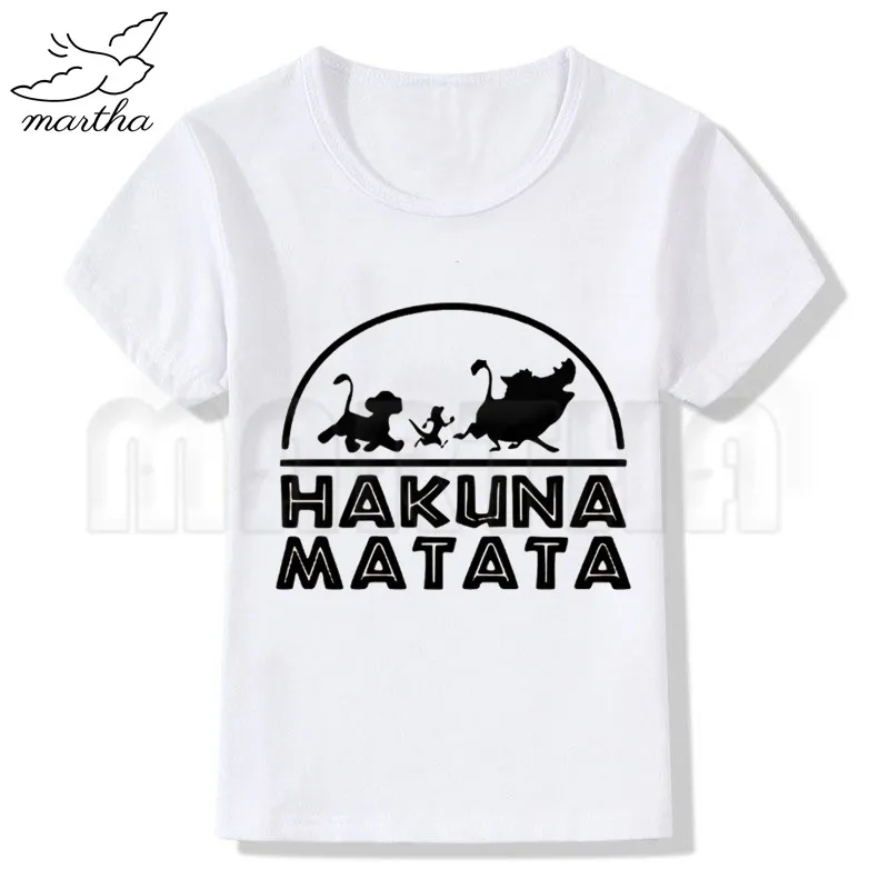 Hakuna Matata/забавная Футболка с принтом Футболки для мальчиков детская футболка с короткими рукавами детские футболки с принтом Hakuna Matata детская одежда