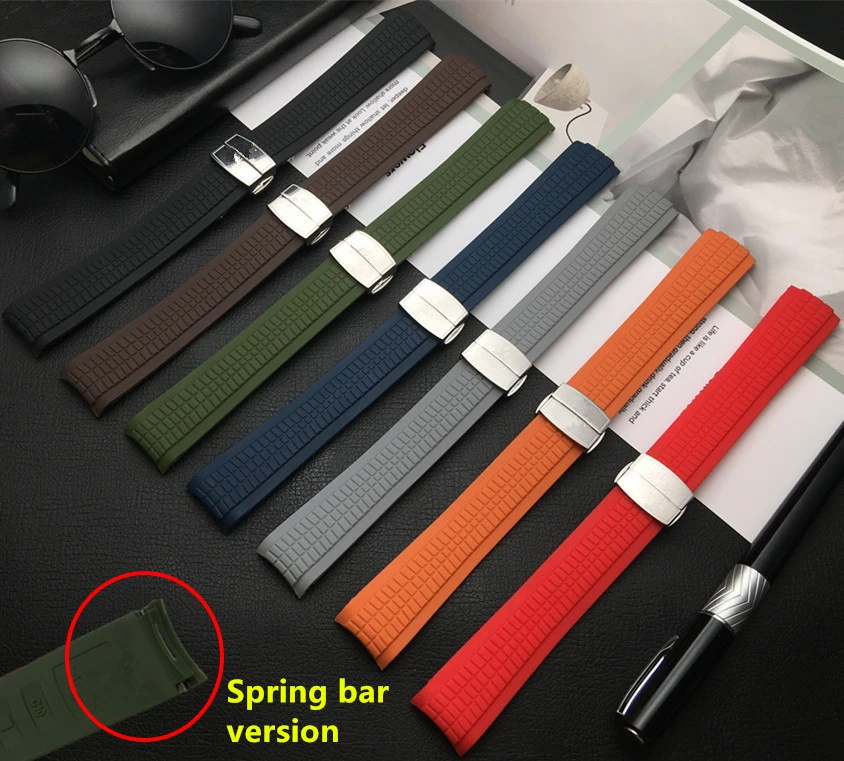 21mm Black Red Green Silicone Rubber Watchband For Patek Strap For Aquanaut Philippe Series 5164a 5167a Watch Band Spring Bar Watchbands Aliexpress