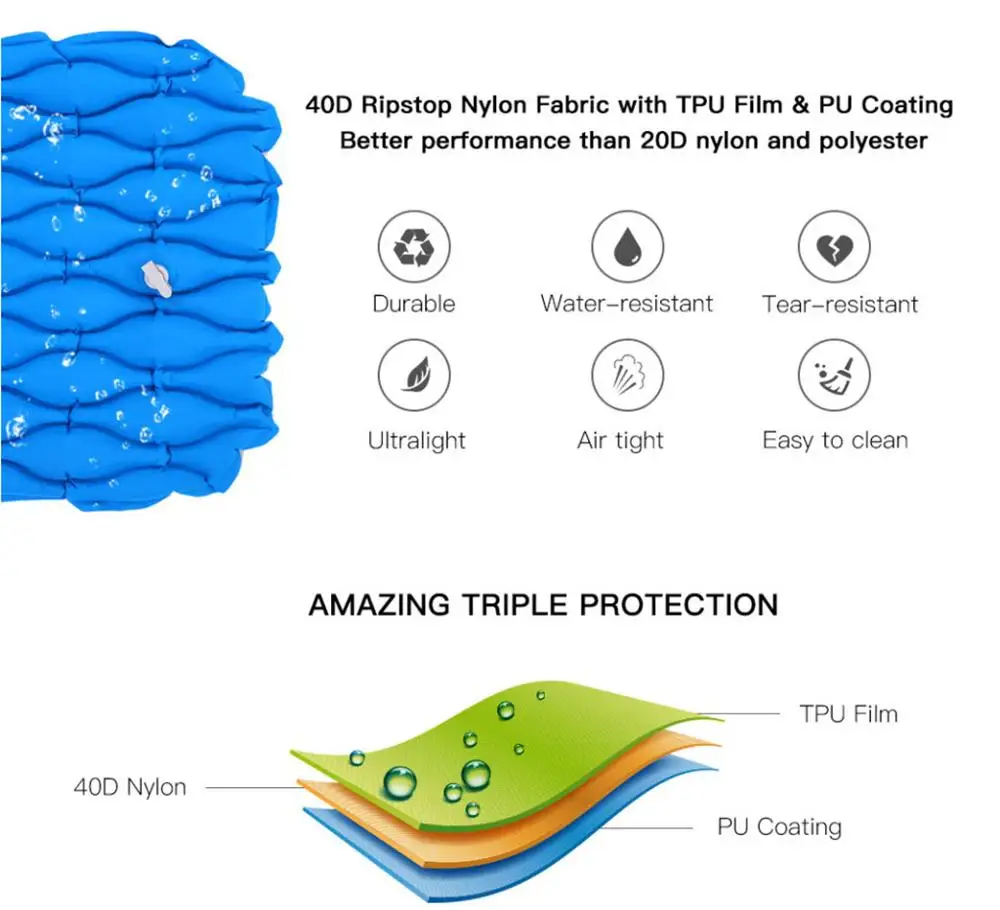 400 Gram Camping Automatic Inflatable Air Mat Mattress Outdoor Tent Mat Travel Hiking Sleeping Pad Beach Rest Mat Air Bed j25