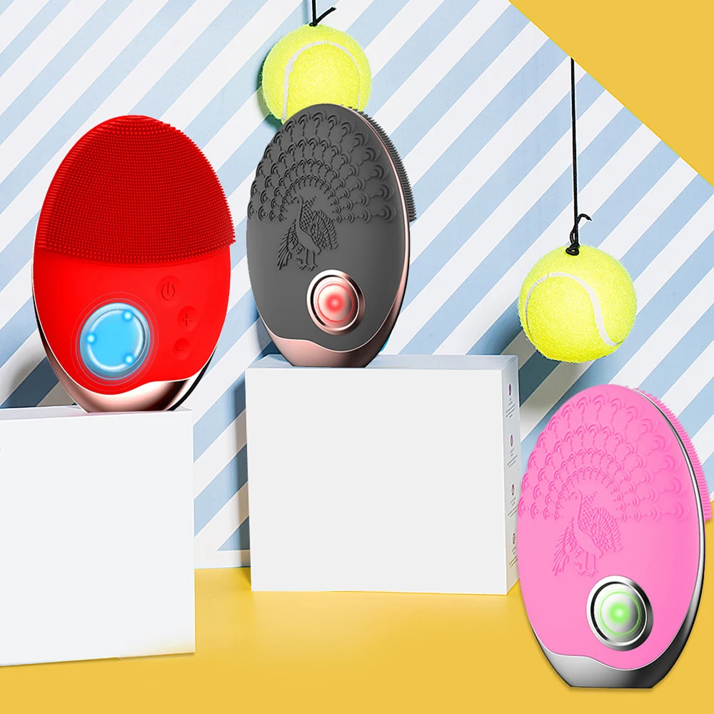 Ultrasonic Silicone Facial Brush with LED Cleaner Pore Cleaning Device  (6)