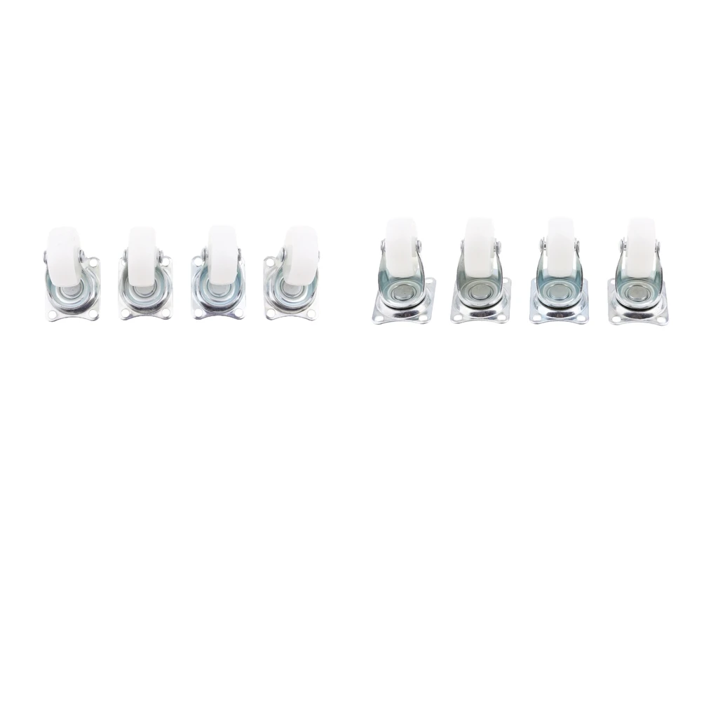 8x SMALL PP SWIVEL CASTOR WHEELS SET- 40mm- Caster/Trolley/Dolley White
