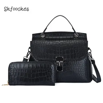

Skfoockes Handbags 2020 New Handbag Crocodile Pattern Picture Mother Bag Two-piece Portable Shoulder Bag Messenger Bag for Women