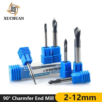 

Chamfer End Mill Spiral End Milling 2 Flute Router Bit Tungsten Carbide Milling Cutter 90 Degree 2-12mm Fixed Point Drill Bit