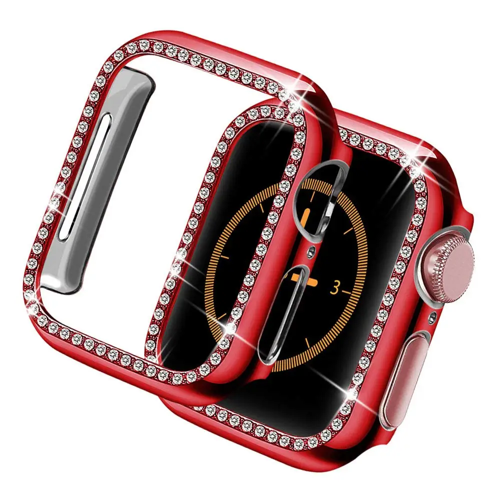 red Шикарный бампер для Apple watch, чехол для Apple watch 5, 4, 44 мм, 40 мм, 42 мм, 38 мм, Алмазный защитный чехол iWatch 4, 3, 2, 1, аксессуары 38 - Цвет: red