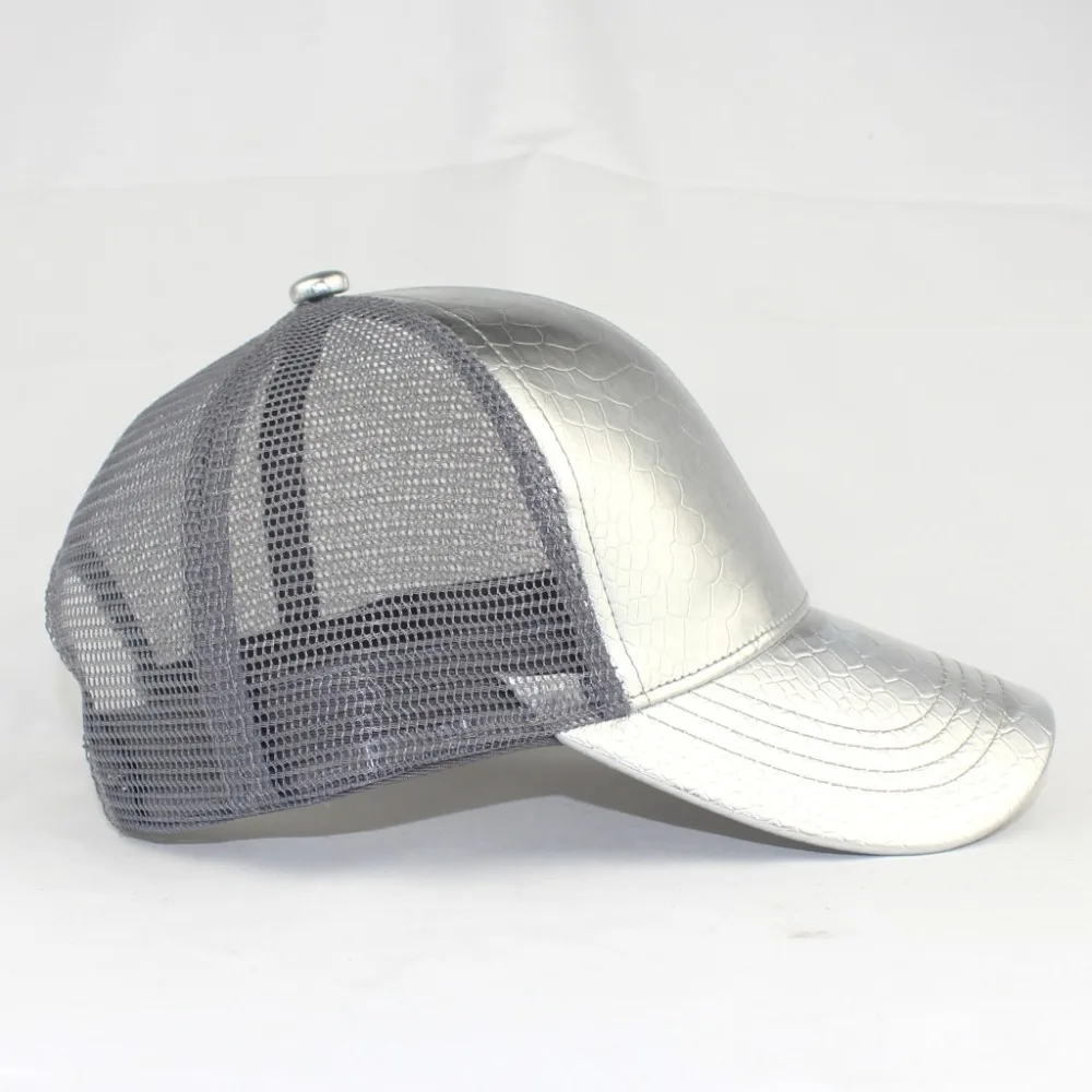 Искусственная кожа змеиная серебряная кепка Такер PU Крокодил Snapback Сетка Хип-хоп бейсбольная Кепка Gorras для мужчин и женщин унисекс