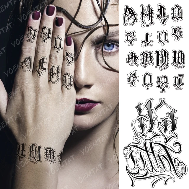 Waterproof Temporary Tattoo Sticker Totem Gothic finger Word Fake Tatto  Flash Tatoo Hand Arm Wrist Tatoo