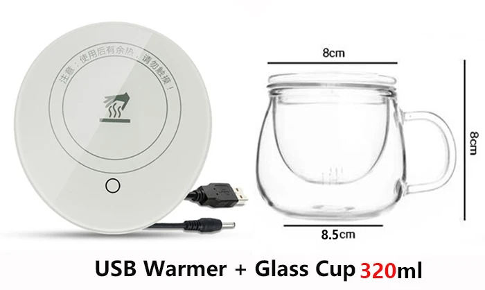 Style 1 USB Грелка 5V 2A гаджеты гравитационный индукционный стеклянный коврик usb нагреватель постоянная температура кружка теплый коврик термостойкая стеклянная чайная чашка - Цвет: Style 1