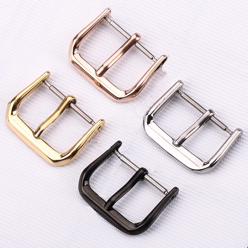 Stainless Steel Watch Strap Buckle Silver Gold Black Polished Metal Watchband Clasp 16mm 18mm 20mm 22mm Watch Accessories