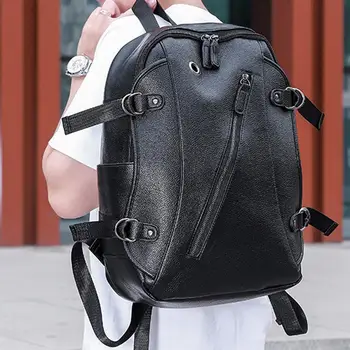 

Backpack men and women shoulder bag men fashion trend casual pu leather college student computer bag