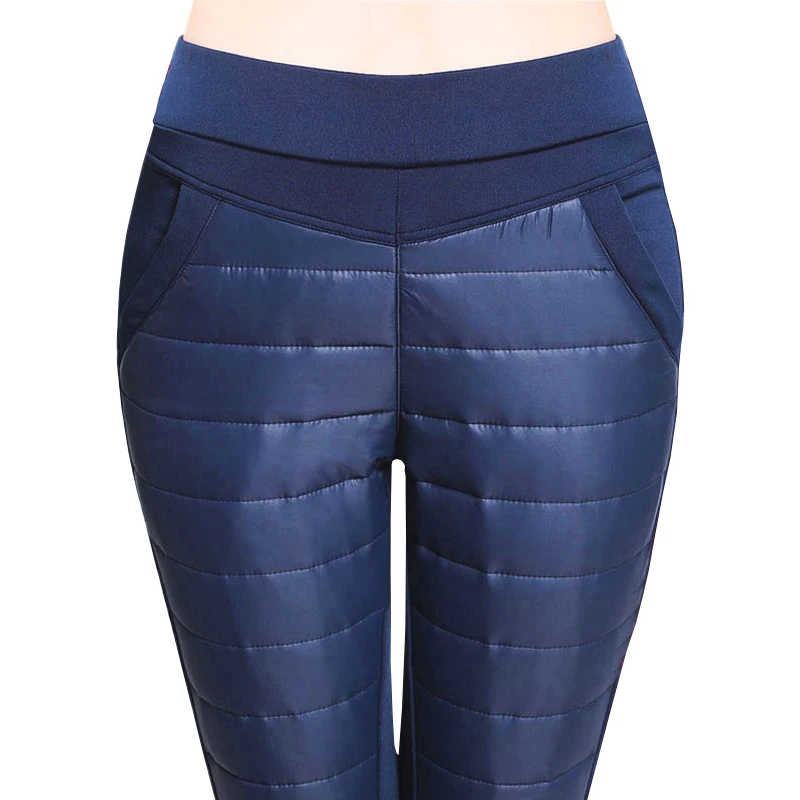 

Women's Pants Large Plus Size 6XL Winter Duck Down Warm Female Outer Wear High Waist Skinny Velvet Thicken Padded Trousers Pants