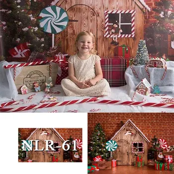 

Christmas Backdrop for Photography Lollipops Tree Gift Pine Baby Toys Party Floor Interior Photo Background Photo Studio