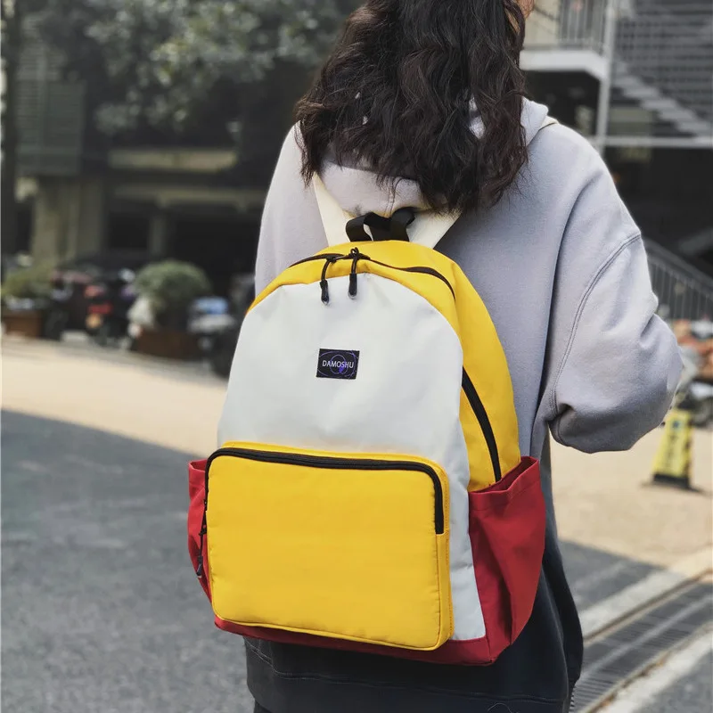 

Hit Colour Backpack Korean High-quality Waterproof Nylon Bag For Women Female School Student Leisure Short Travel Backpack 2020