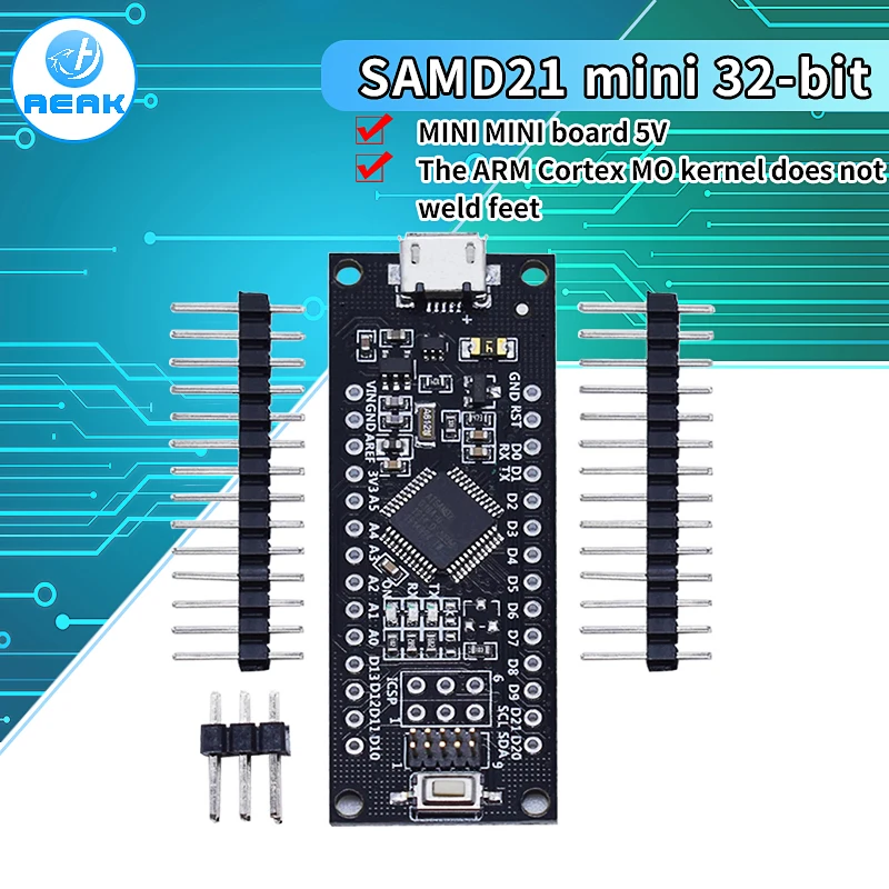 SAMD21 M0-Mini. 32-битный ARM Cortex M0 core. Шпильки распаянные. Совместимость с Arduino Zero M0. Форма