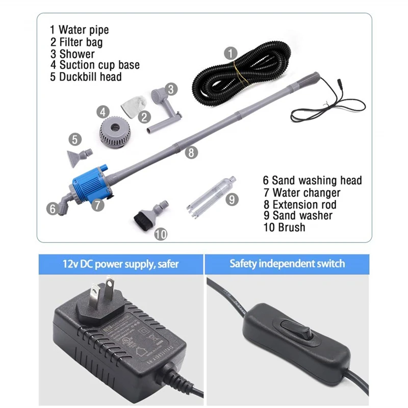 4 6in1 Upgrad Aquarium Gravel Cleaner Electric Automatic Vacuum Water Changer Flexible Fish Tank Sand Algae Cleaner Filter Change