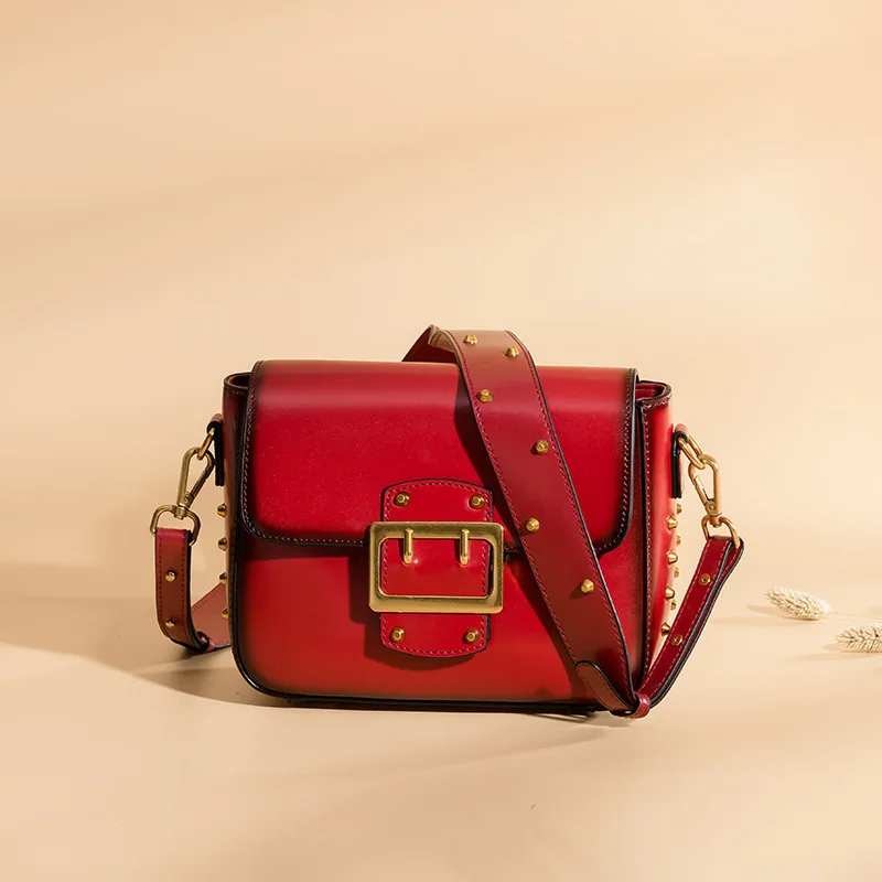 

Summer 2020 Chao Cowhide Rivet Small Fang Bag Leisure Joker Single Shoulder Slung 3067