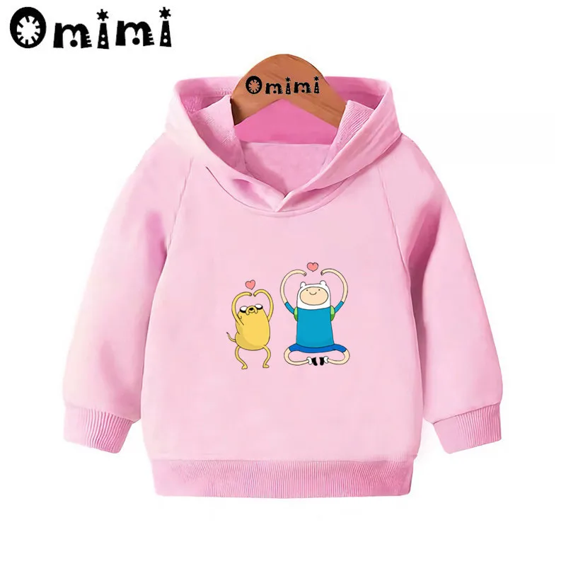 Adventure Time Finn& Jaker/забавные свитшоты; детские толстовки с капюшоном; крутой пуловер для малышей; топы для девочек и мальчиков; осенняя одежда; KMT5200