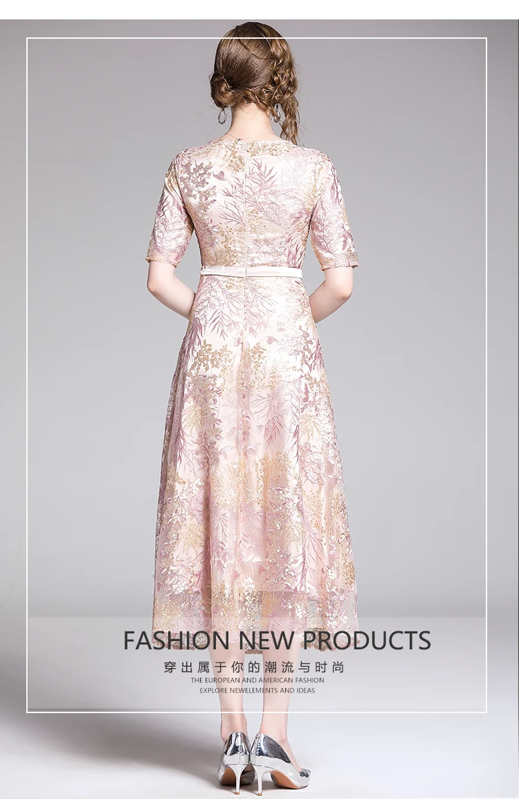 Летние сетчатые розовые вышитые платья Robe Femme Ete Для женщин миди вечерние черное платье макси Robe BLANCHE K6551