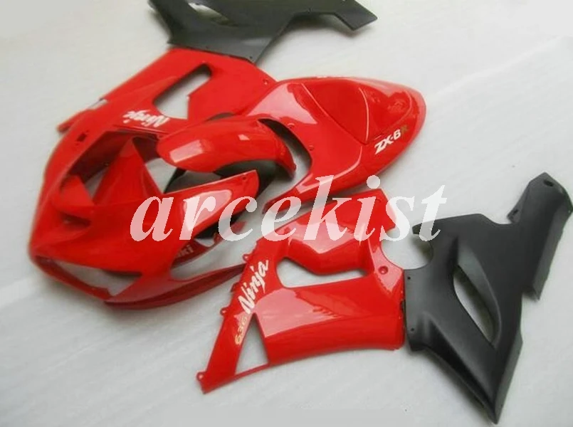 ABS мотоцикл обтекатели комплект подходит для kawasaki Ninja ZX6R 636 2005 2006 05 06 6R ZX-6R комплект на заказ красный черный