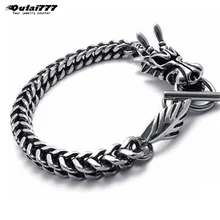 Oulai777 мужские браслеты из нержавеющей стали мужской Шарм браслет дракона для цепочки, которую можно повесить на цепочка на руку цепи мужской аксессуары в стиле панк, в стиле «хип-хоп» с принтом животных