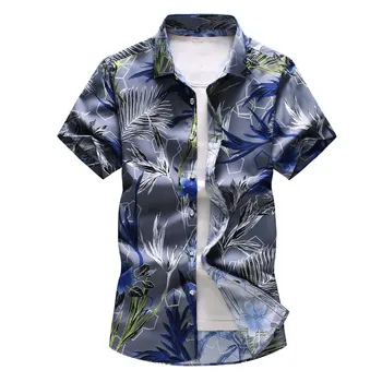 

Casual Shirts Men Summer Plus Size Clothing Tops Turndown Collar Buttons Casual Print Hawaiian Short Sleeve Shirt Top #13