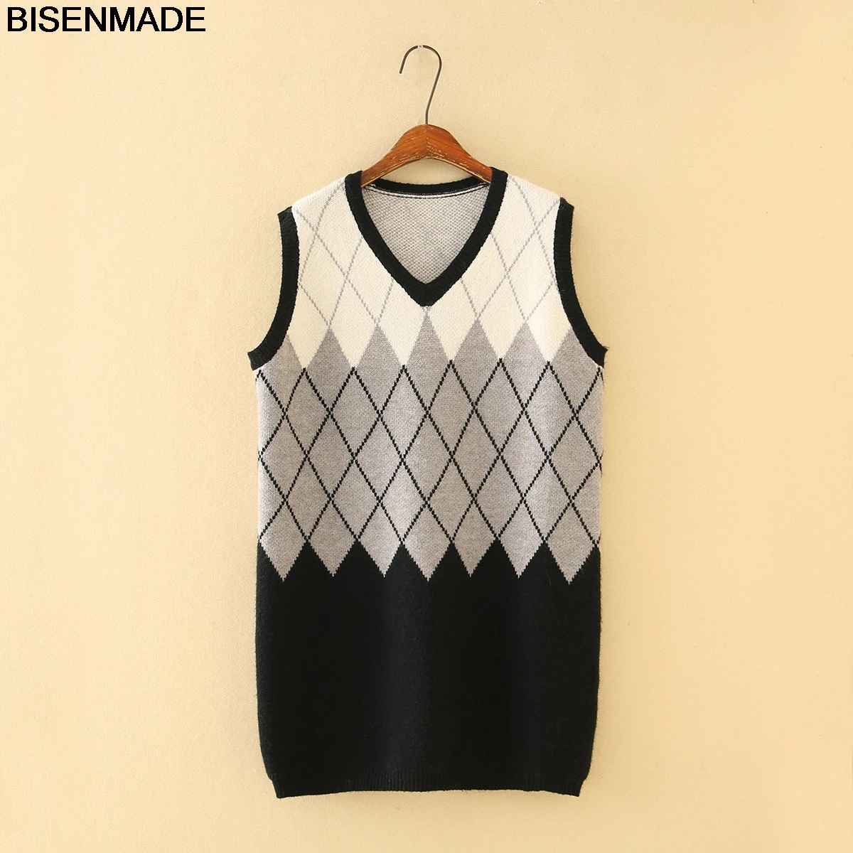 BISENMADE Oversize Women's Autumn And Winter New Styles Loose Contrast Color Plaid Knitted Vest Dress
BISENMADE Oversize Women's Autumn And Winter New Styles Loose Contrast Color Plaid Knitted Vest Dress