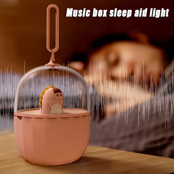 

New Bedside Mini Night Light Transparent Little Dinosaur Rabbit White Bear Elk Rechargeable Portable Music Box Sleep Aid