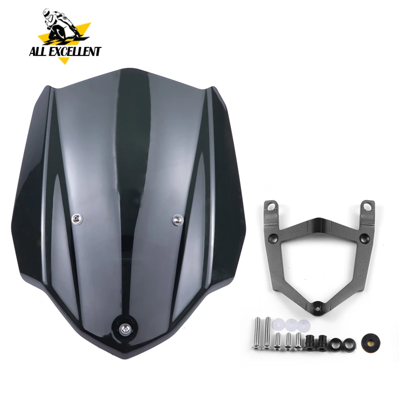Windscreen Windshield Shield Screen with Bracket For Ya ma ha MT-03 MT03- Mo to Sport To ur ing Racing Wind shield - Цвет: Black