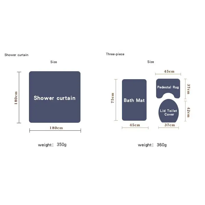 Landscape Print Shower Curtain Floor Mat Carpet Mat Combination Bathroom Toilet Mat Bathroom Curtain Set