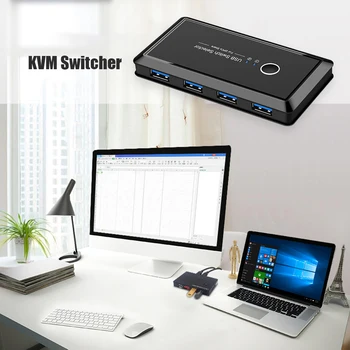 

Practical 2pcs Sharing 4 Devices USB 3.0 KVM Switcher Box for Keyboard Printer Monitor USB HDMI KVM Switch Box Video Display