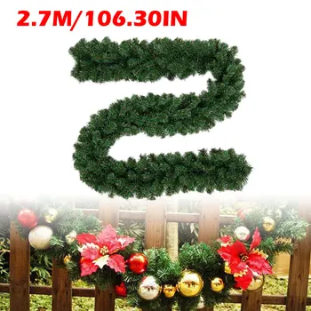 

2.7m Christmas Cane Christmas Decorations PVC Encrypted Tree Ornaments Green Tree Cane Tinsel Party New Year Supplies