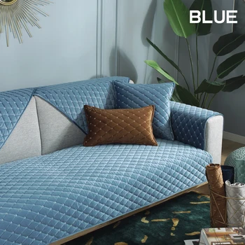 

1 Piece Blue Grey Coffee Beige Quilted Cotton Sofa Cover For Cover Room L Modern Non-slip Sofa Living Slipcover Corner Shaped