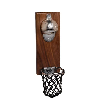 

Wooden Accessories Kitchen Gadget Refrigerator Magnets Wall Mounted Basketball Shot Home Decor Wine Beer Practical Bottle Opener