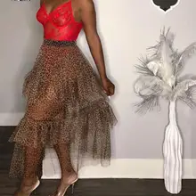 Новая Взрывная модная леопардовая Тюлевая многослойная юбка популярная сексуальная клубная Вечерние наряды с высокой талией Модные женские длинные юбки LS6300