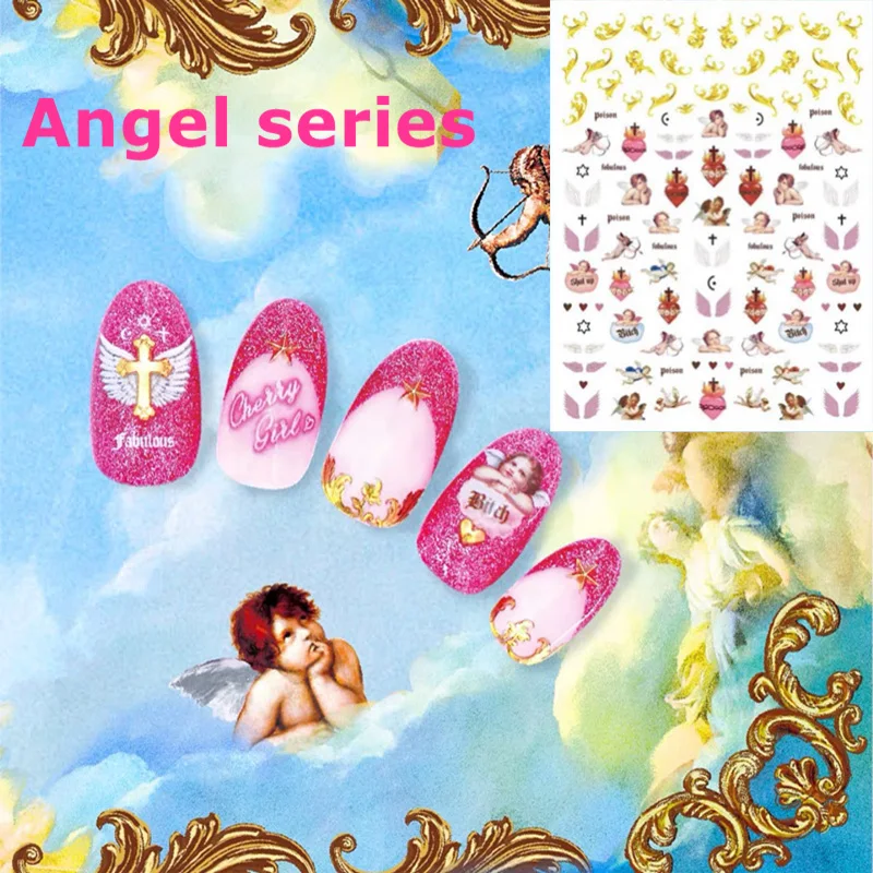 Новейший HANYI Angel 3d дизайн ногтей Наклейка для ногтей штамповка ...
