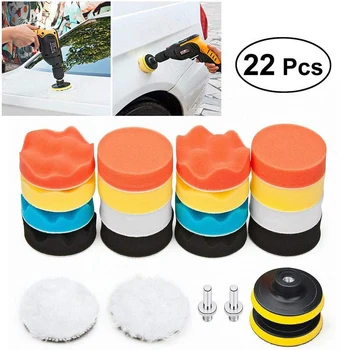 

22Pcs 3 Inch Car Foam Polishing Pad Kit Sponge Buffing Pads for Drill Polishing Machine Polisher Car Styling Woolen Waxing Tool