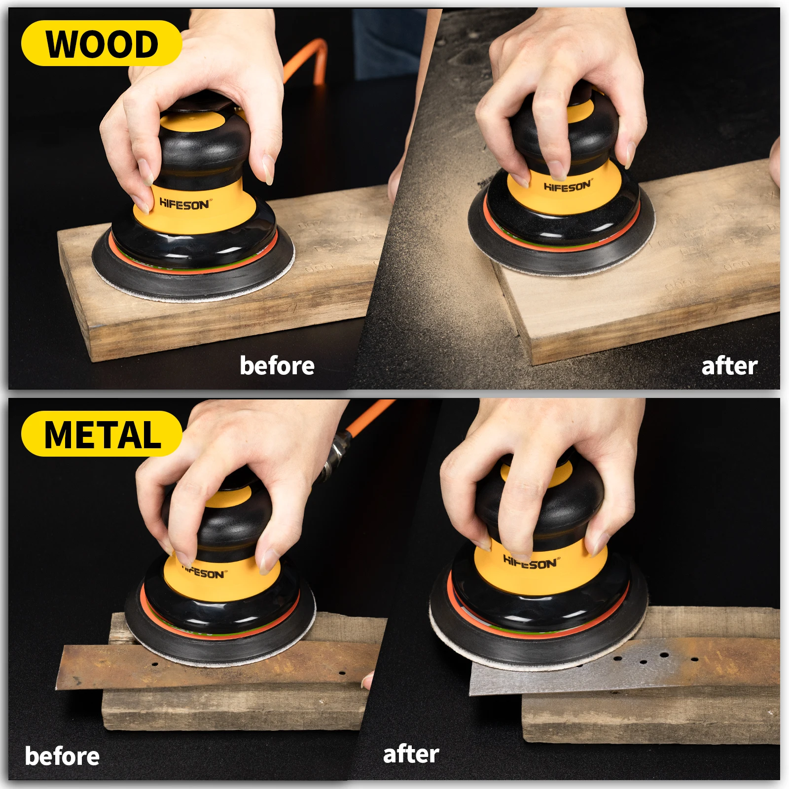 5/6 Inch Pneumatic Air Orbital Sander Polisher Tool Polishing Random Orbital Machine Grinder for Car Paint Care Rust Removal 4