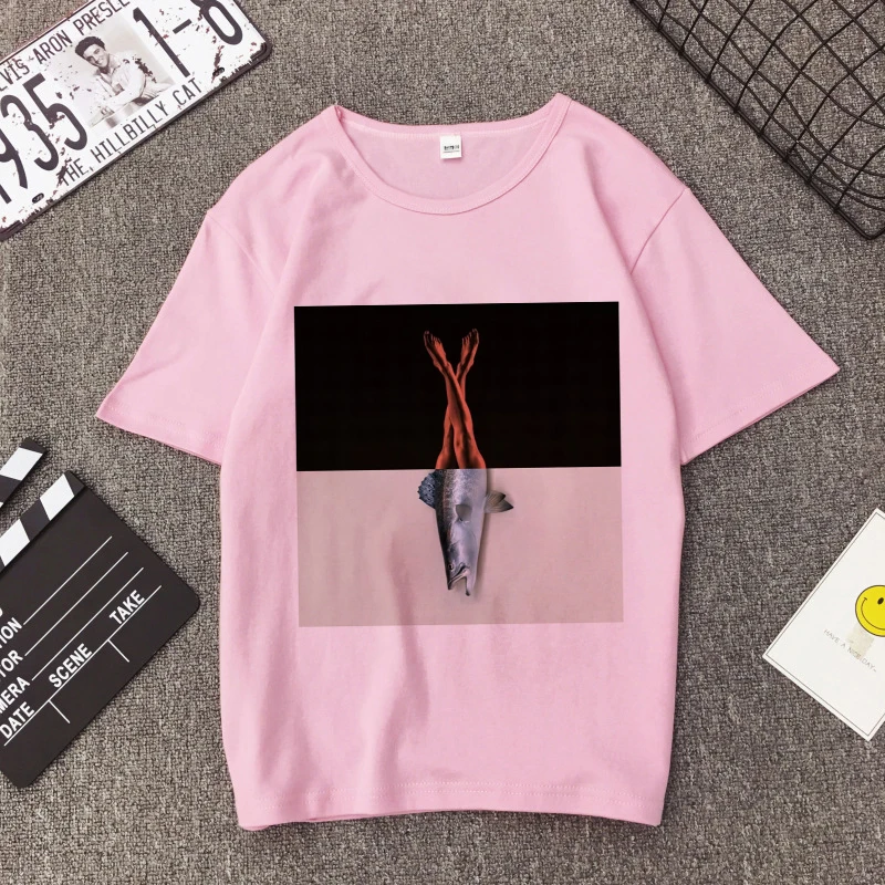 2783-Pink Модные женские розовые абстрактные эстетические художественные головоломки печати Harajuku корейский стиль каваи Vogue Повседневная Свободная футболка с коротким рукавом - Цвет: 2783-Pink