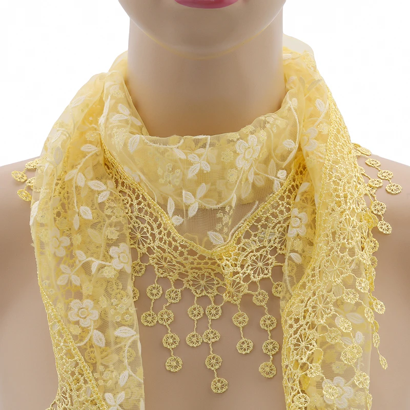 Women Fashion Triangle Wrap Lady Shawl Flower Lace Scarf Female Baby Tassel Shawls Scarves Spring Summer Photo Props Accessories |