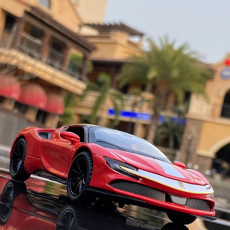 Спортивная модель автомобиля из сплава в масштабе 1:32 SF90 литая фотоавтомобиля