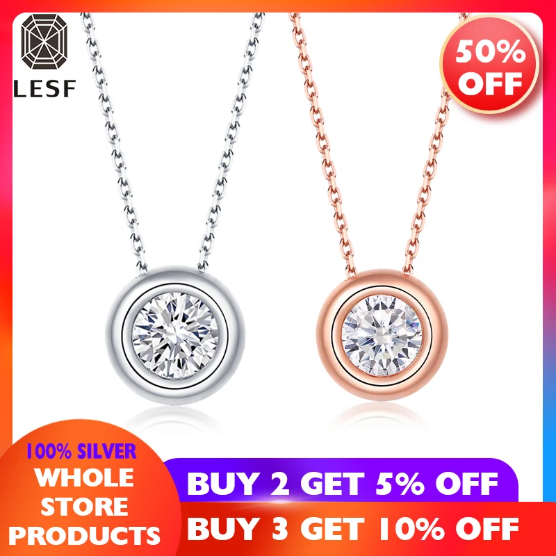 LESF ювелирные изделия 925 Серебряное кольцо с алмазом Moissanites 1 карат Круглый