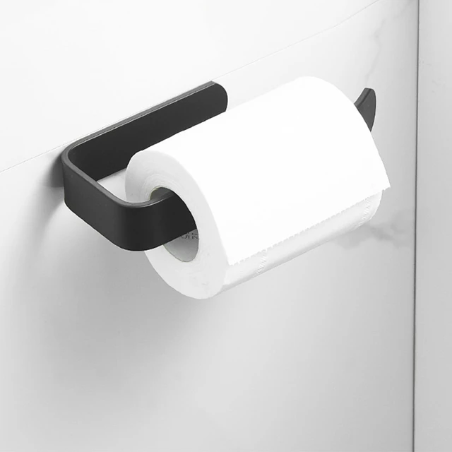 Porte-rouleau papier toilette mural - Acier inoxydable brossé (noir)