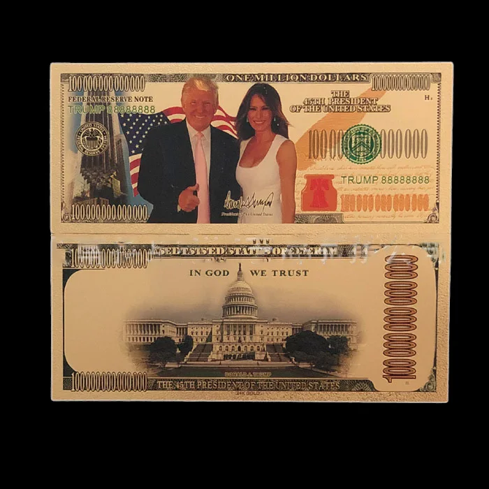 10 млрд Трамп 24K позолоченные долларов античный покрытием памятные Примечания подарки коллекция реалистичный Сувенир поддельные деньги монета - Цвет: 1