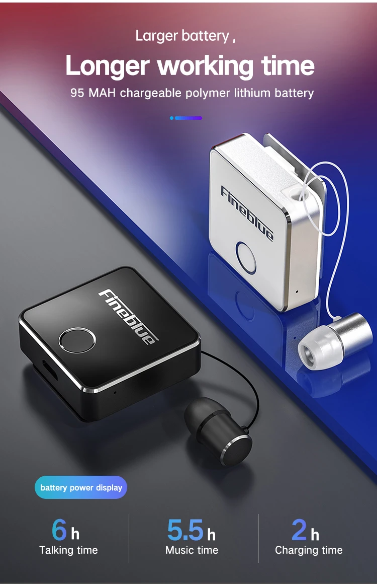 Fineblue F1 беспроводной Bluetooth V5.0 наушники клип на бизнес наушники-вкладыши шумоподавление сенсорное управление вибрационные наушники