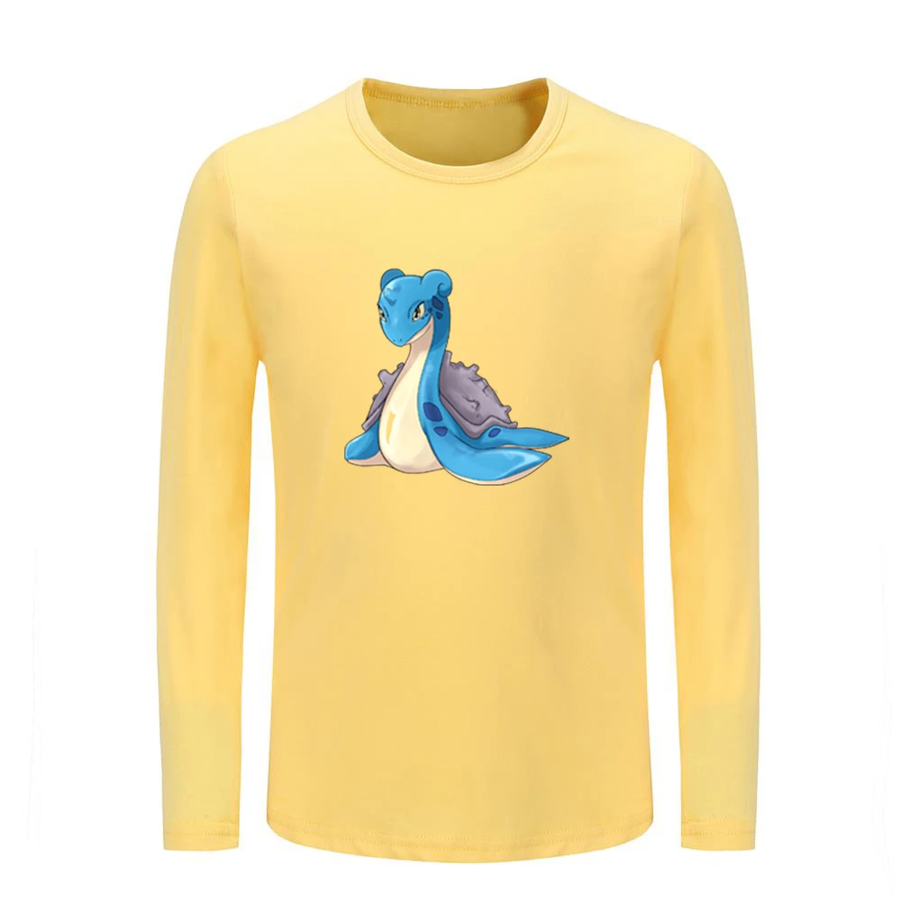 JeKY973C Милые детские футболки с принтом Pokemon Dratini Lapras Poliwag Детские футболки с графическим принтом топы с длинными рукавами для мальчиков и девочек, рождественский подарок - Цвет: JeKY973C
