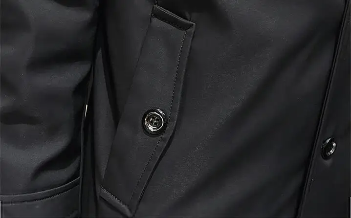 Осеннее хаки мужское длинное пальто размер S-3XL, модная деловая Повседневная Длинная куртка для мужчин черный темно-синий Тренч Куртки