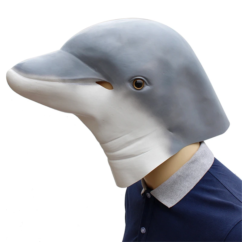 dolphin Funny Latex Unisex Movie Cosplay Anime costume Prop Adult Animal Party Mask for Halloween